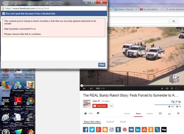 Facebook Blocks #BundyRanch Standoff Video From Being Shared! 