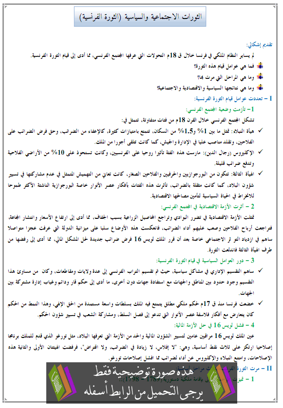 درس التاريخ: الثورات الاجتماعية والسياسية (الثورة الفرنسية) – الجذع المشترك للتعليم الأصيل Atawra-alfaransia1