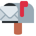 Open mailbox with raised flag
