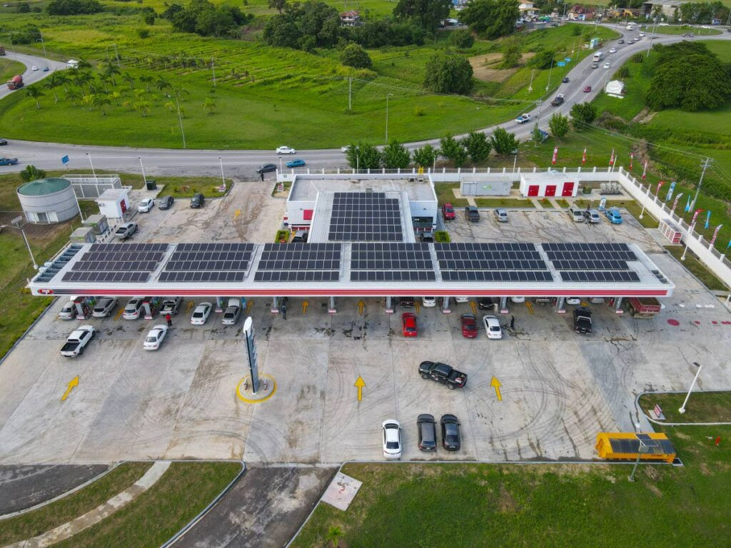 Solar PVs installed at the Preysal Service Station in September 2021 by National Energy. - Photo courtesy National Energy