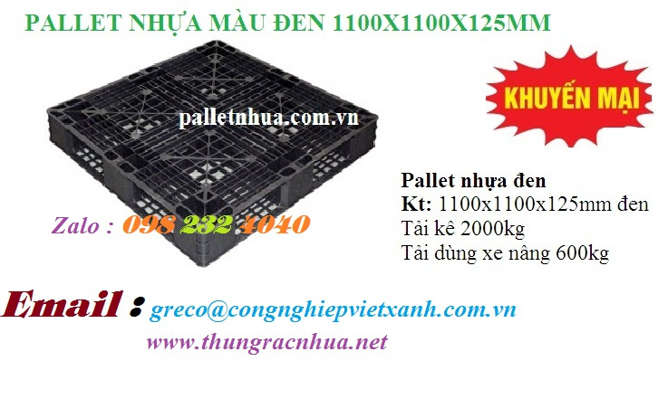Pallet 1100x1100x125 mm Pallet-nhua-mau-den-1100x1100x125mm