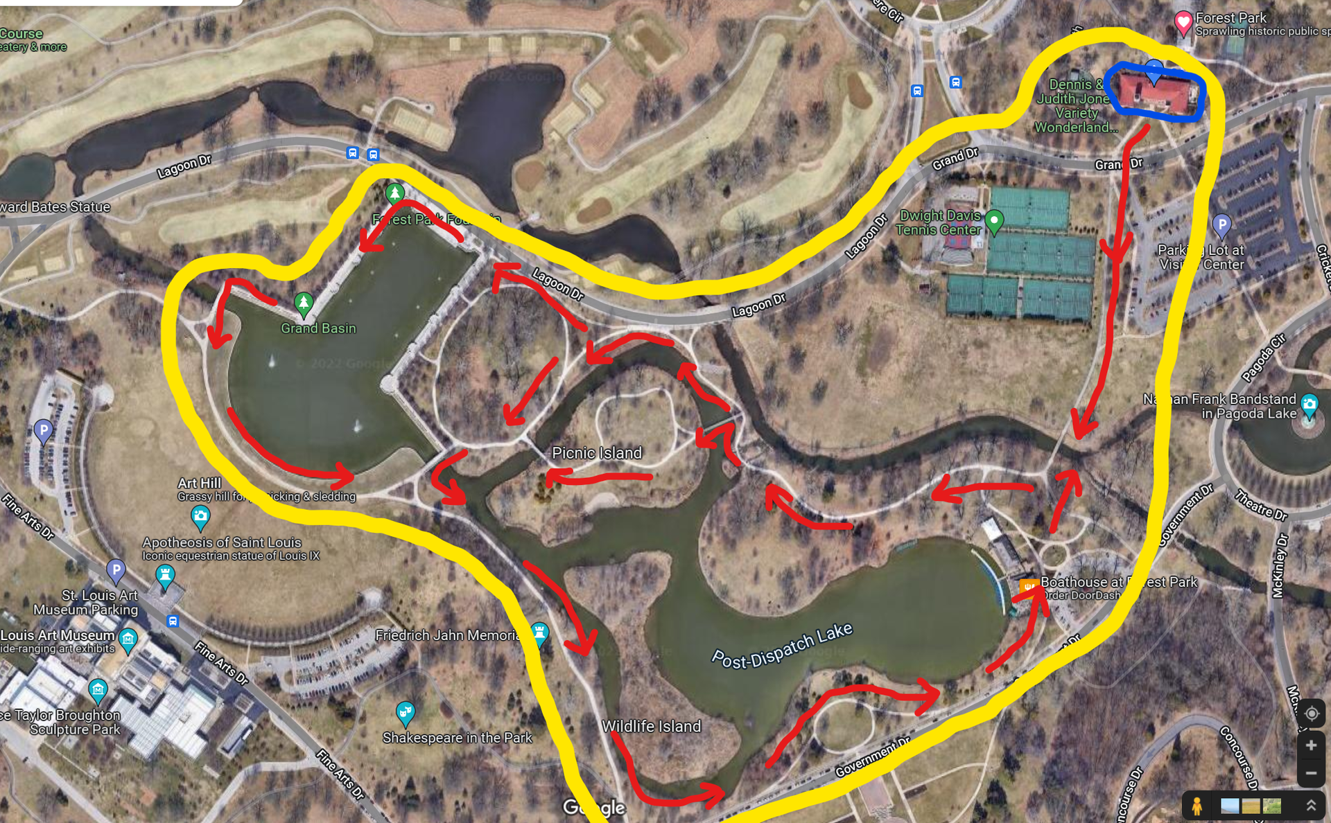 Map of work area in Forest Park