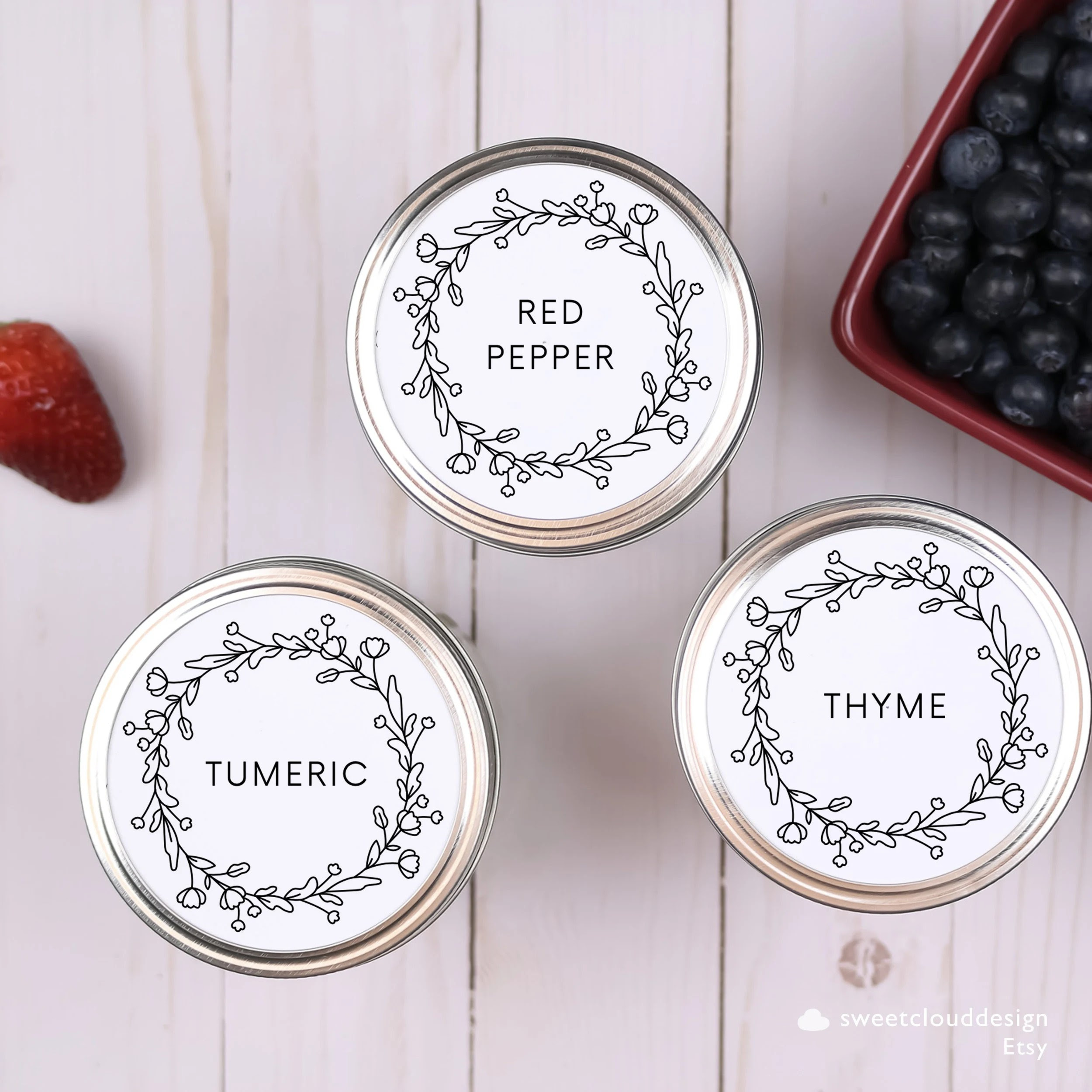 Avery Editable Spice Jar Round Label Simple Floral Round label Etsy