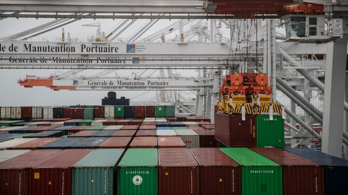 O porto de Le Havre, noroeste da França, em 21 de janeiro de 2021.