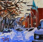 808 Montreal Winter Le Plateau, 6x6, oil - Posted on Wednesday, November 19, 2014 by Darlene Young