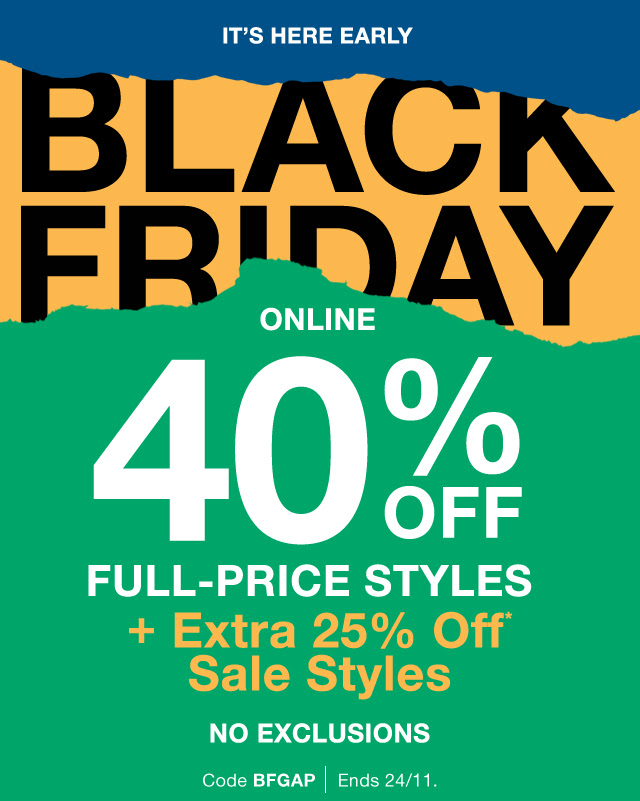 BLACK FRIDAY ONLINE 40% OFF FULL-PRICE STYLES