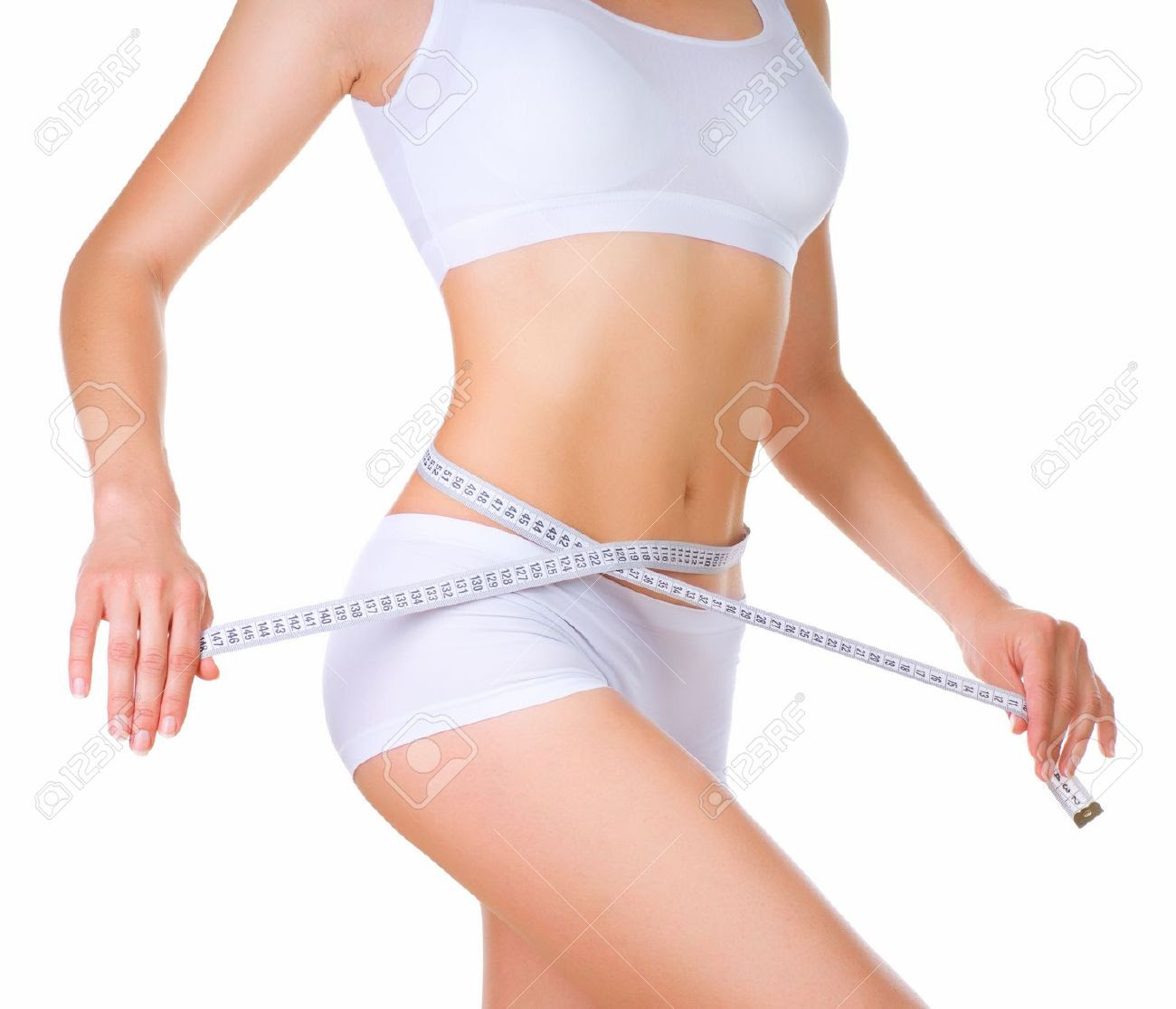 Woman Measuring Her Waistline Perfect Slim Body Stock Photo, Picture and  Royalty Free Image. Image 14649207.