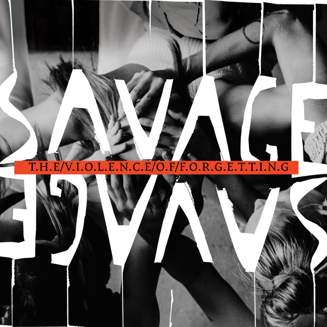 An abstract black and white image with the word SAVAGE in jagged font.