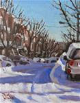 830 Montreal Winter Scene, Warm Shadows, 8x10, oil - Posted on Wednesday, December 24, 2014 by Darlene Young