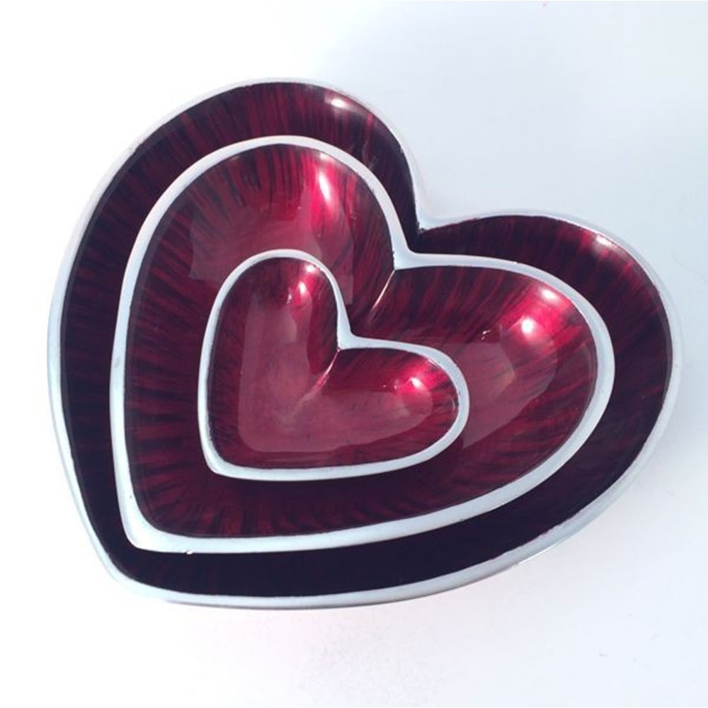 HEART DISH
in Red and Silve