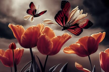 Butterflies-Tulips