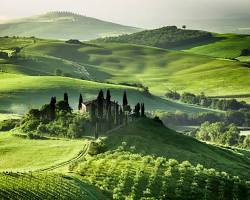 Val d'Orcia in Tuscany, Italy during fall