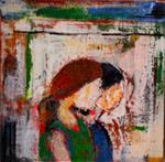 Two Girls encaustic wax  on wood board - Posted on Sunday, March 29, 2015 by Anita Badami