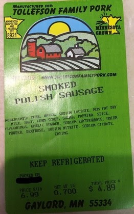 Tollefson Smoked Polish Sausage Label