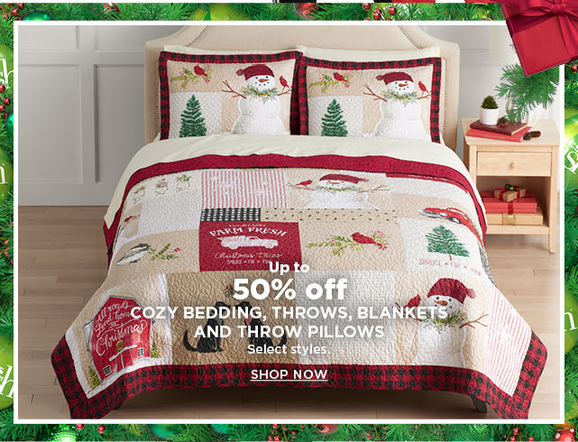 Up to 50% off cozy bedding throws blankets and throw pillows. Select Styles. Shop Now.