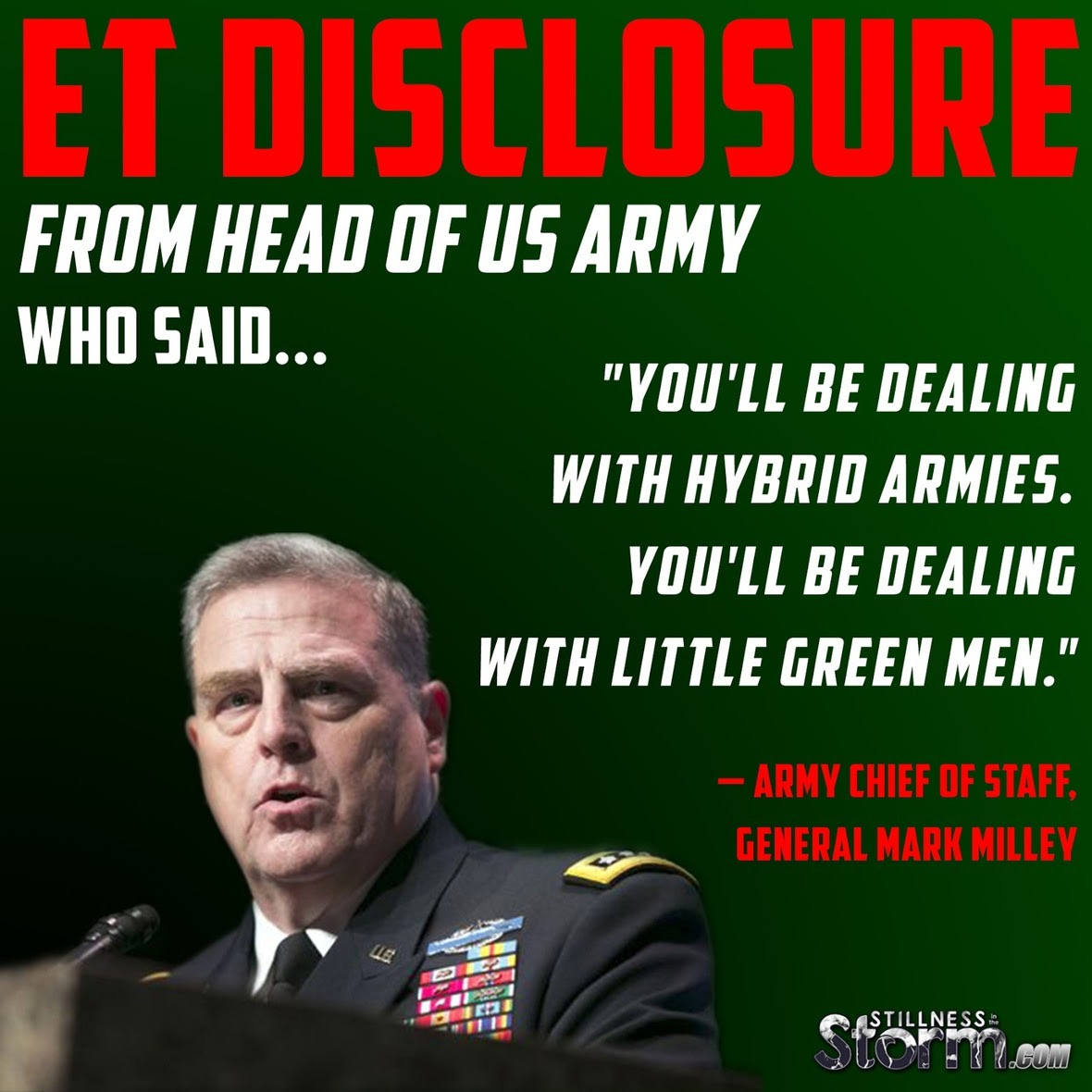 ET Disclosure From Head of US Army  Who Said   You ll be dealing with hybrid armies. You ll be dealing with little green men. 