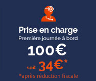 Prise en charge (Première journée à bord) - 100€, soit 34€*