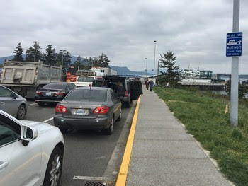 Photo of vehicle holding lanes at Anacortes terminal