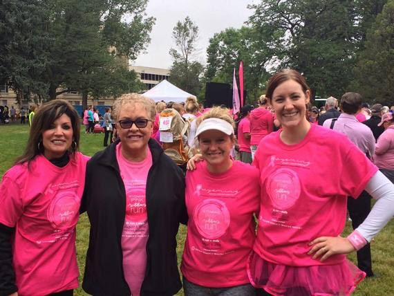 State Superintendent Jillian Balow, Chief Operations Officer Dianne Bailey, Communications Director Kari Eakins, and former Chief Policy Officer Lisa Weigel are all dressed in pink following last year's Pink Ribbon Run.