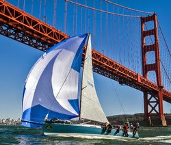 J/125 sailing San Francisco Bay- under Golden Gate Bridge