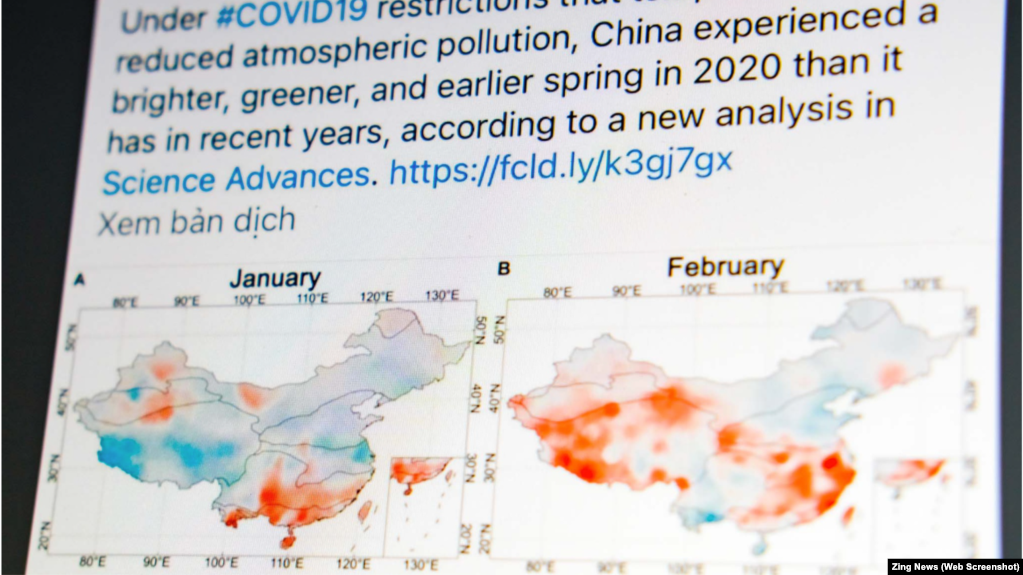 Bài đăng có hình ảnh bản đồ Trung Quốc và đường lưỡi bò 9 đoạn trên trang Facebook của tạp chí Science của Mỹ trước khi bị gỡ bỏ.