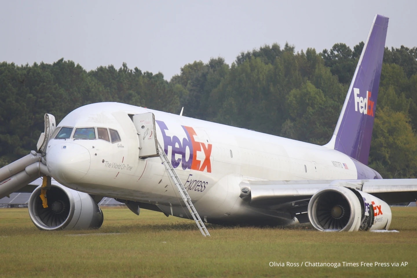 FedEx 757 N977FD after its gear up landing in Chattanooga.