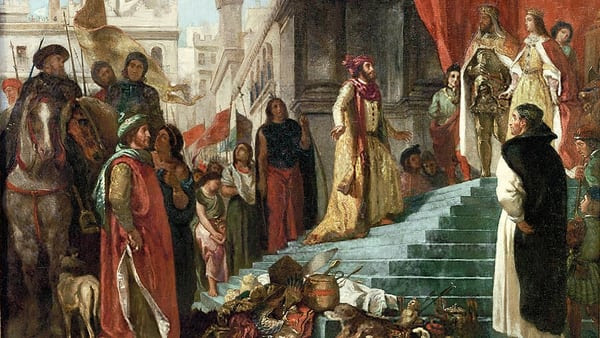 Colón se presenta ante los Reyes Católicos al regresar de su viaje