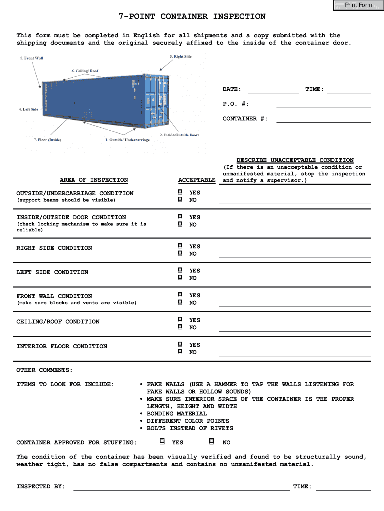 Iso Container Inspection Checklist Fill Online, Printable, Fillable