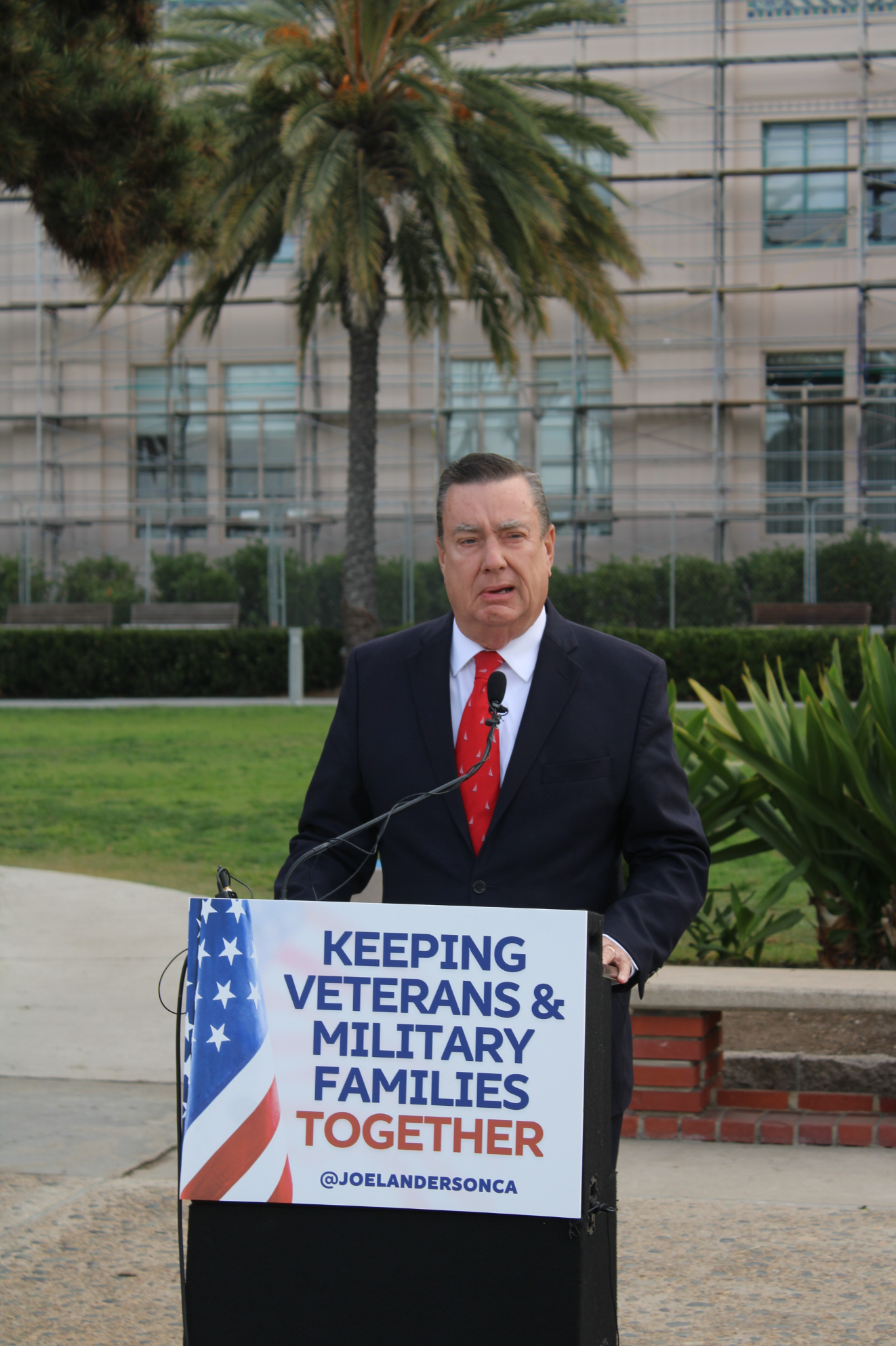 Supervisor Anderson at Podium for Veterans MIL-PIP Board Letter Press Conference