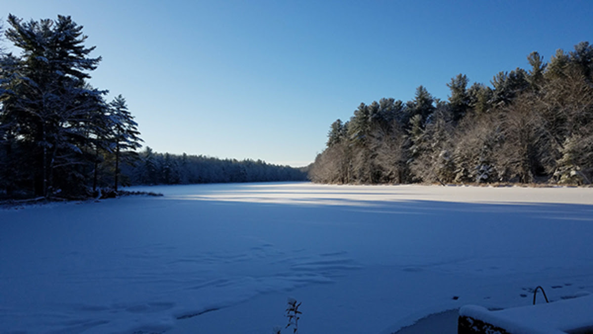 Gaston Pond in the winter.