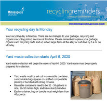 example Recycling Reminder email