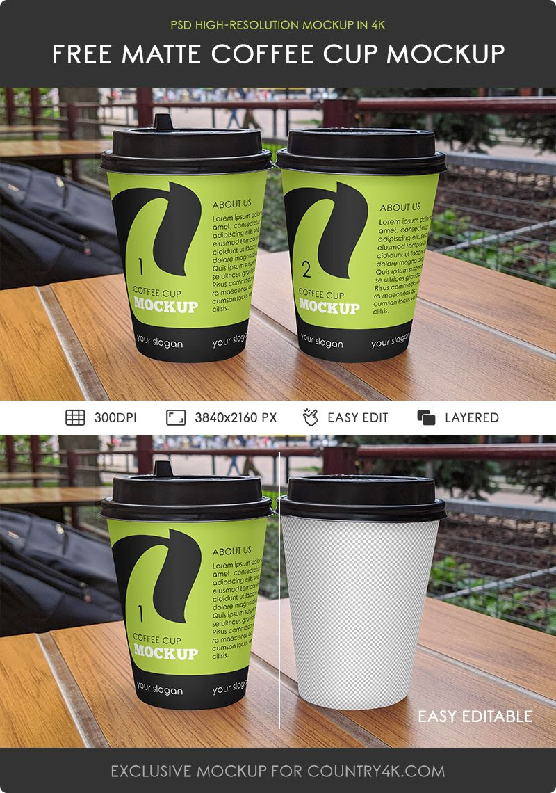 Free Matte Coffee Cup Mockup Country4k