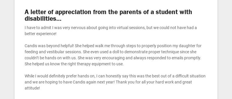 A letter of appreciation from the parents of a student with disabilities...
I have to admit I was...