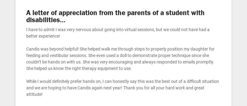 A letter of appreciation from the parents of a student with disabilities...
I have to admit I was...