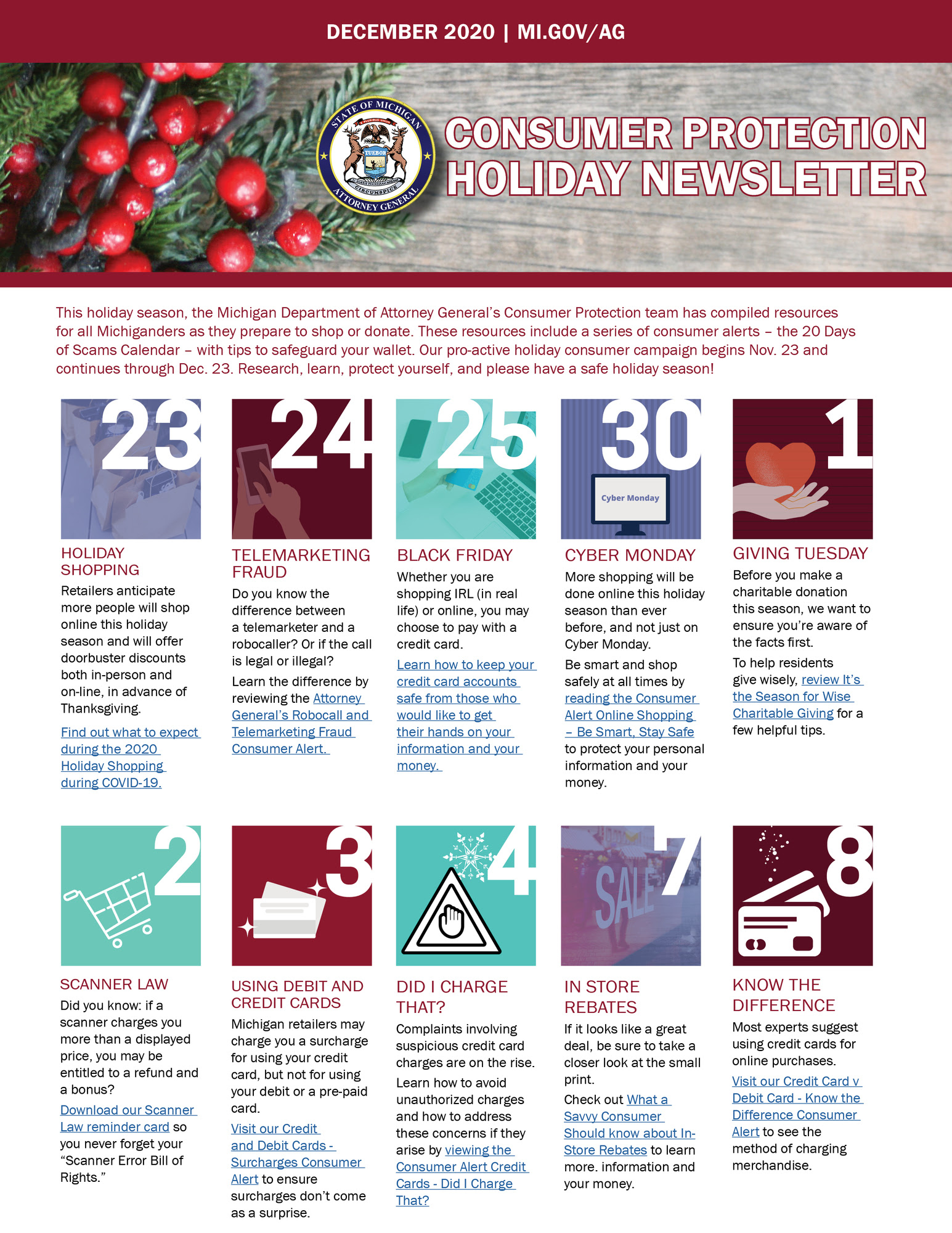 Consumer Protection Holiday Newsletter | December 2020