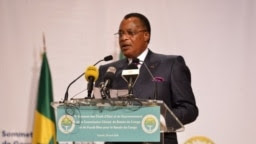 Le Président de la République du Congo, Denis Sassou Nguesso, lors d'un sommet sur le fleuve Congo, le 29 avril 2018 à Brazzaville.