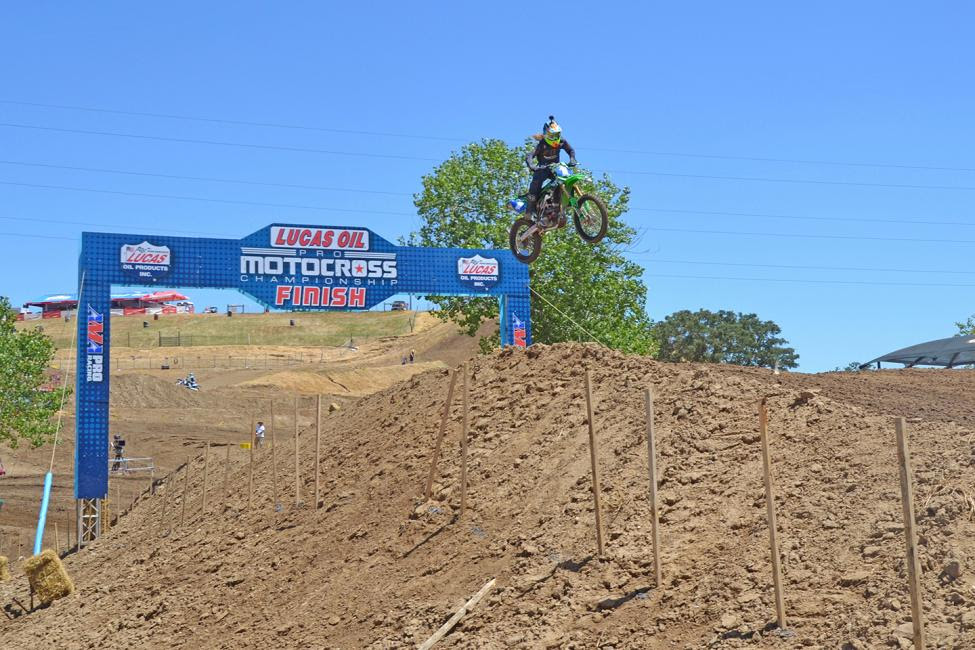Fasnacht airs it out over the Hangtown Lucas Oil finishline jump.