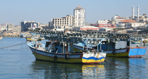 Launch boats in Gaza's fishing port. Photo by Muhammad Sabah, B'Tselem, 11 Jan. 2017