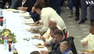 Pope’s annual meal for the poor features no pork or wine to avoid offending Muslims