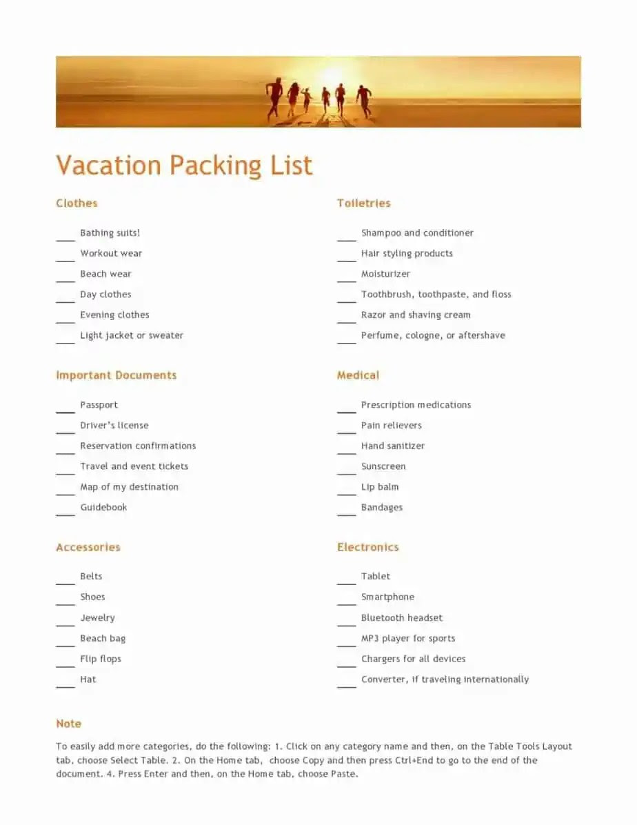 14+ Free Packing List Templates Sample Templates