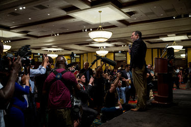Ted Cruz addressed his home state’s delegation at a morning breakfast on Thursday in Cleveland, and many of the Texans there remained hostile toward the senator after his convention speech the night before.
