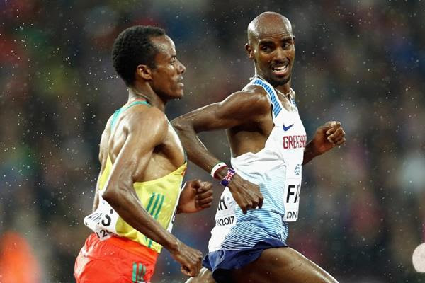 Mo Farah and Muktar Edris in the 5000m heats at the IAAF World Championships London 2017 (Getty Images)