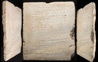 Three views of the Ten Commandments marble slab on auction