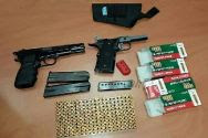 Guns, cartridges and ammunition seized in raid by Israeli security personnel at Azaria on June 2, 2014.