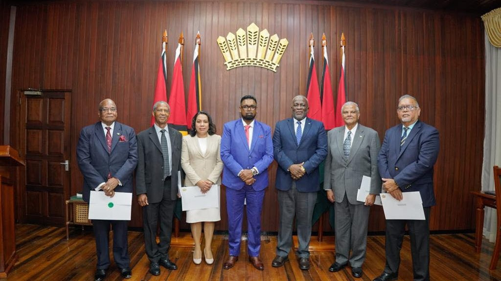 Members of Guyana's Natural Resources Fund Board.