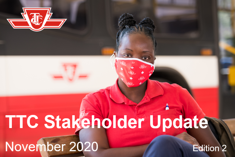 TTC Stakeholder Update November 2020 Edition 2 A TTC employee sits on a bench in front of a bus