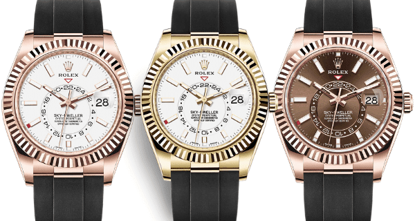 2020 Rolex Sky-Dweller watches with Oysterflex bracelets (image: Rolex)