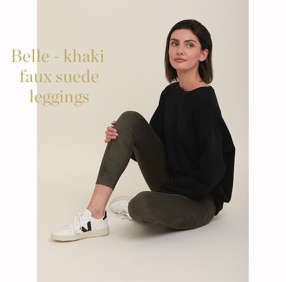 Belle Khaki faux suede leggings