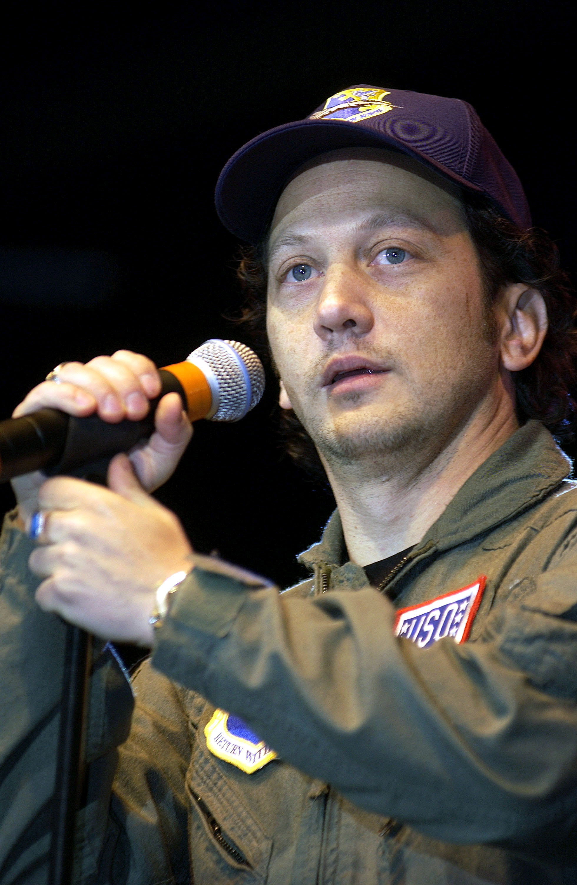 Description Rob Schneider, USO tour, Nov 16 2001.jpg