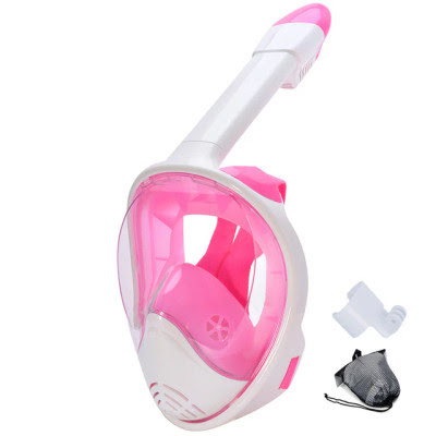 Snorkel Mask with Camera Mount - White Pink (Prescription Available)